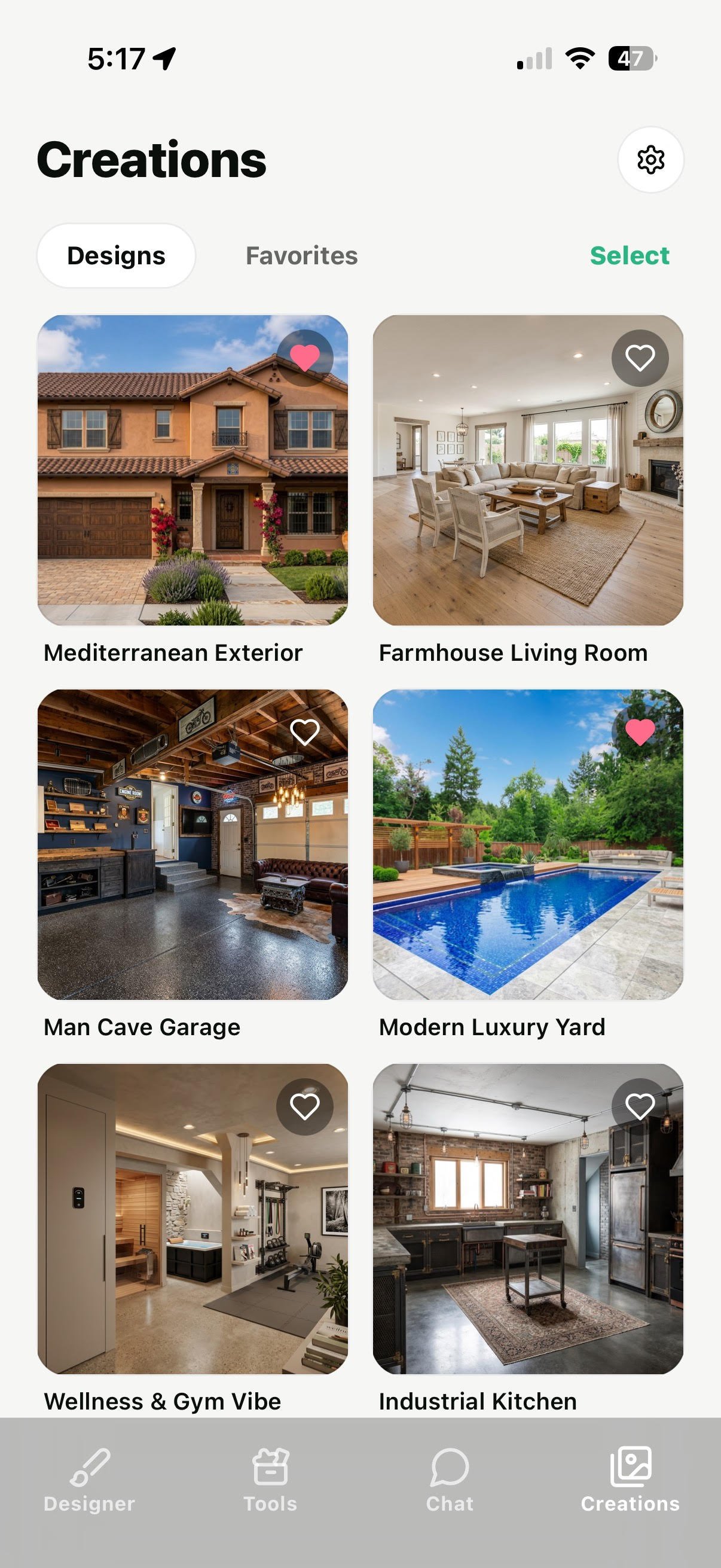 StyleHome AI Creations gallery, light mode